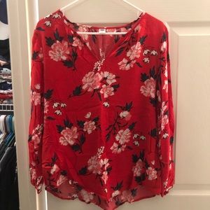 Beautiful red floral blouse!